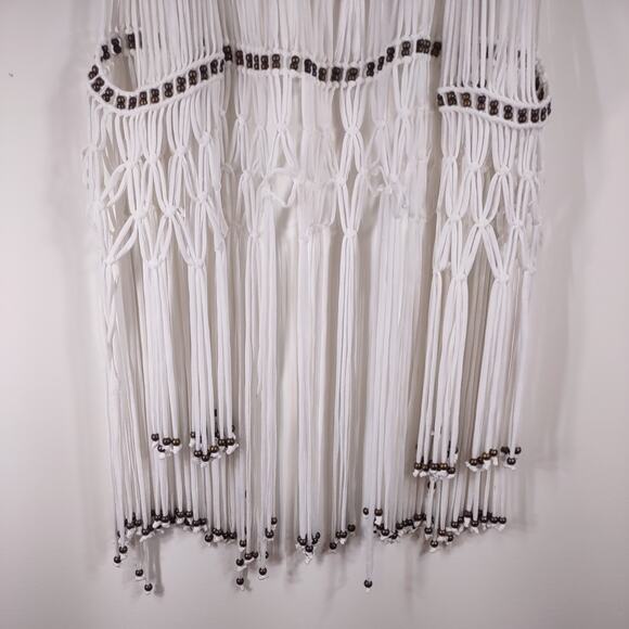 Elan Macramé Vest with Fringe and Beads, Size Large - Picture 5 of 9